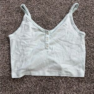 light blue cropped top